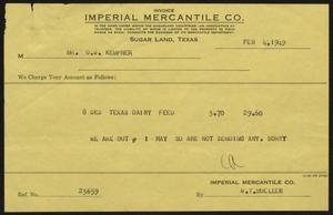 Primary view of object titled '[Invoice for Texas Dairy]'.