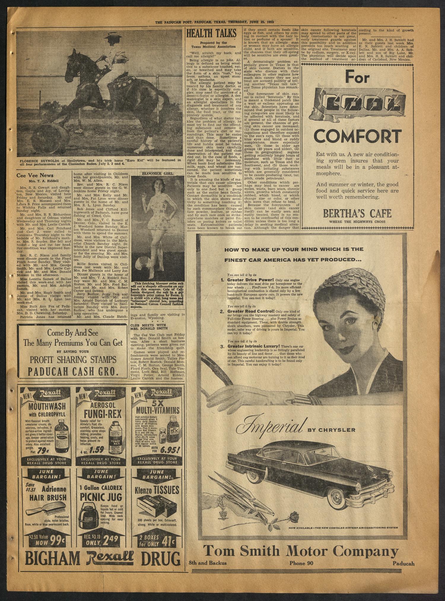 The Paducah Post (Paducah, Tex.), Vol. 46, No. 13, Ed. 1 Thursday, June 25, 1953
                                                
                                                    [Sequence #]: 3 of 12
                                                