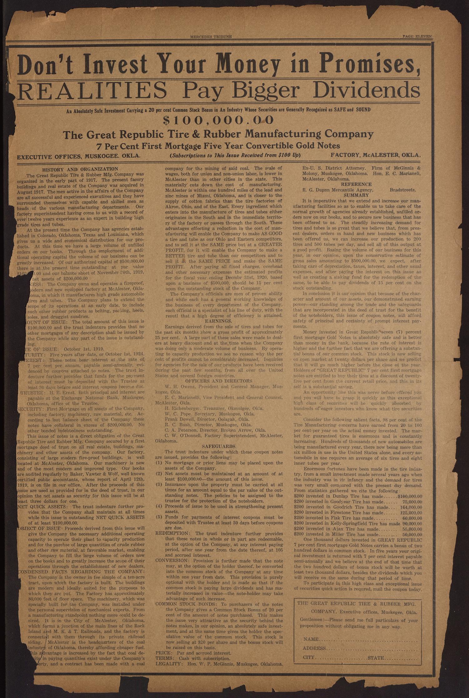 Mercedes Tribune (Mercedes, Tex.), Vol. 7, No. 1, Ed. 1 Friday, February 20, 1920
                                                
                                                    [Sequence #]: 11 of 12
                                                