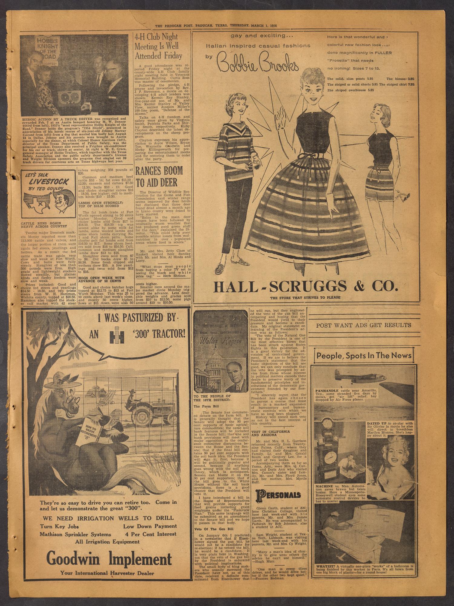 The Paducah Post (Paducah, Tex.), Vol. 48, No. 48, Ed. 1 Thursday, March 1, 1956
                                                
                                                    [Sequence #]: 3 of 12
                                                