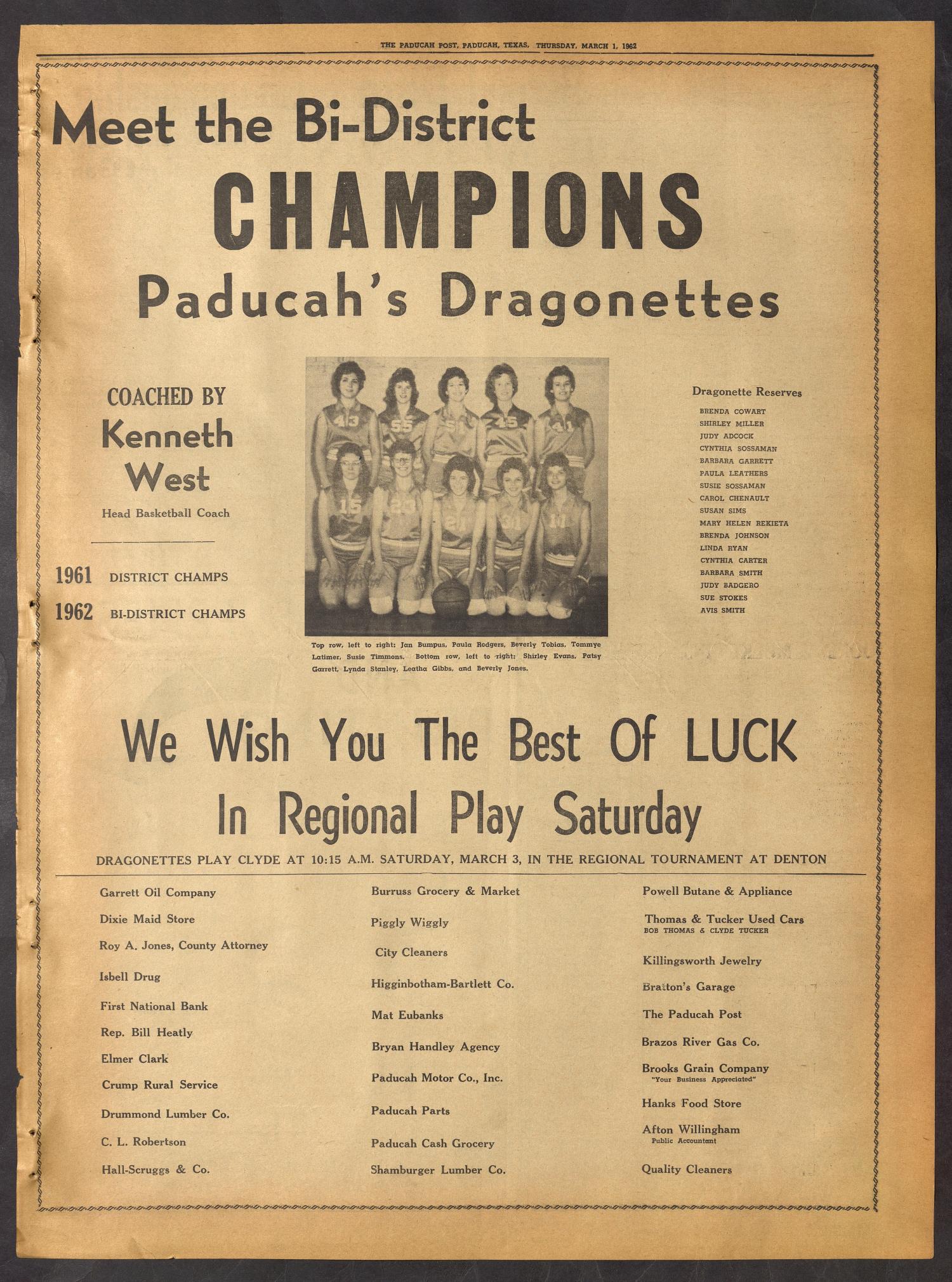 The Paducah Post (Paducah, Tex.), Vol. 55, No. 49, Ed. 1 Thursday, March 1, 1962
                                                
                                                    [Sequence #]: 3 of 10
                                                