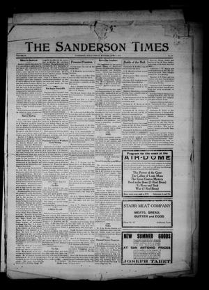 Primary view of object titled 'The Sanderson Times (Sanderson, Tex.), Vol. 4, No. 50, Ed. 1 Friday, June 6, 1913'.