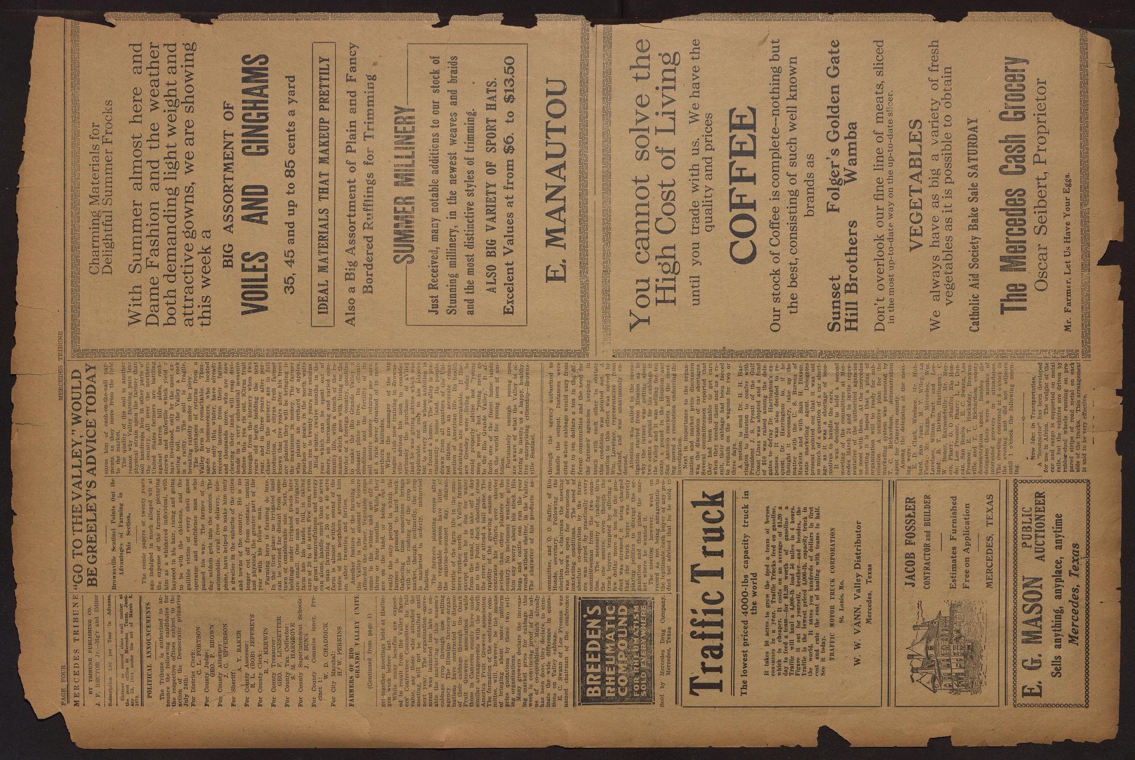 Mercedes Tribune (Mercedes, Tex.), Vol. 7, No. 5, Ed. 1 Friday, March 19, 1920
                                                
                                                    [Sequence #]: 4 of 8
                                                
