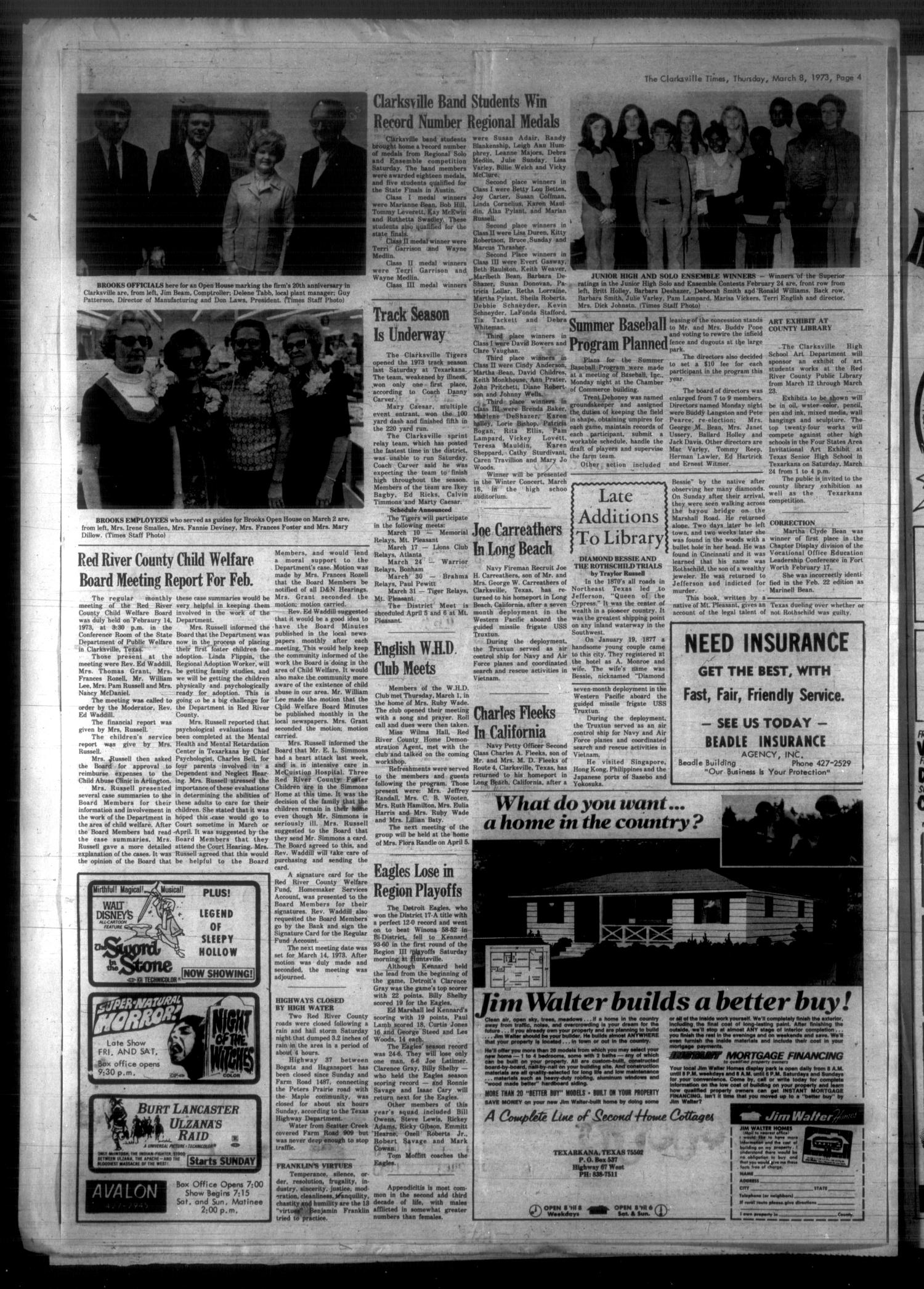 The Clarksville Times (Clarksville, Tex.), Vol. 101, No. 8, Ed. 1 Thursday, March 8, 1973
                                                
                                                    [Sequence #]: 4 of 11
                                                