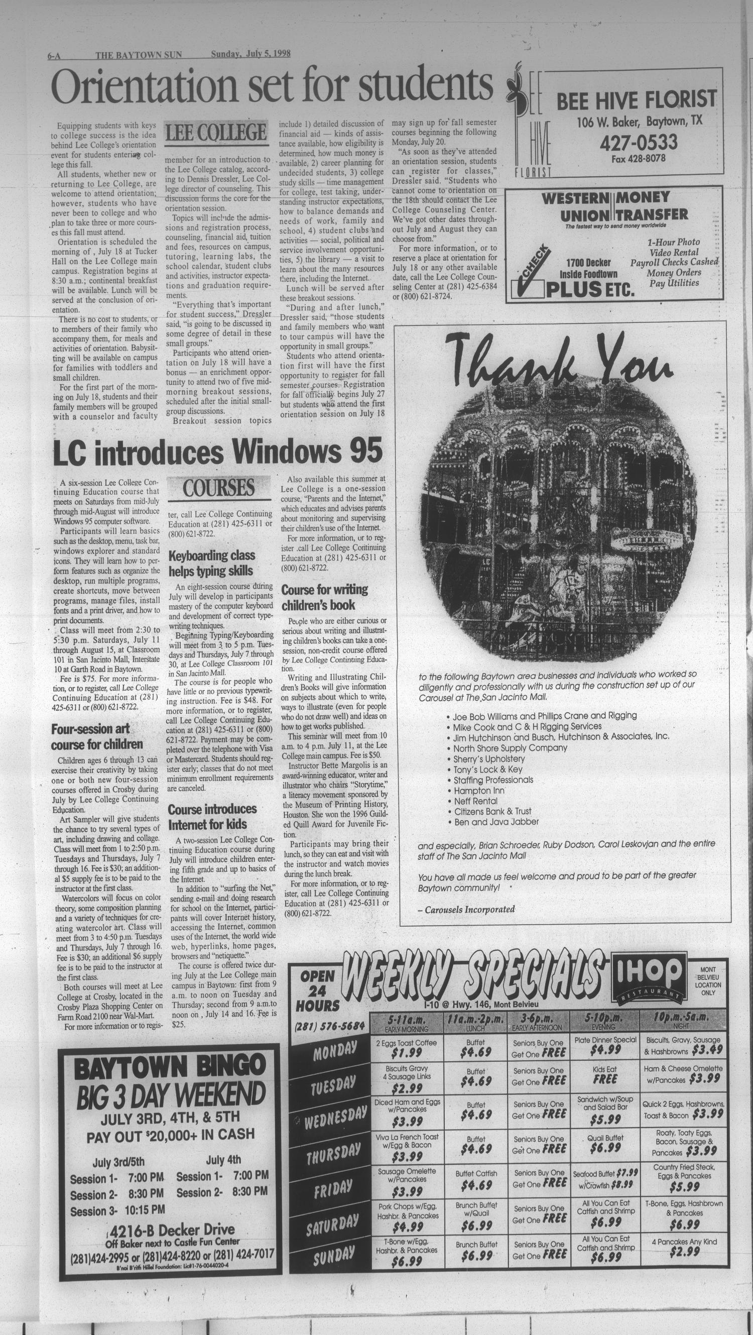The Baytown Sun (Baytown, Tex.), Vol. 76, No. 211, Ed. 1 Sunday, July 5, 1998
                                                
                                                    [Sequence #]: 6 of 34
                                                