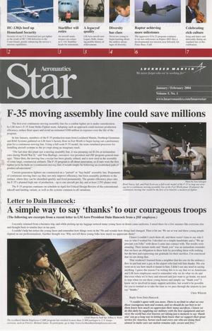 Primary view of object titled 'Aeronautics Star, Volume 5, Number 1, January/February 2004'.
