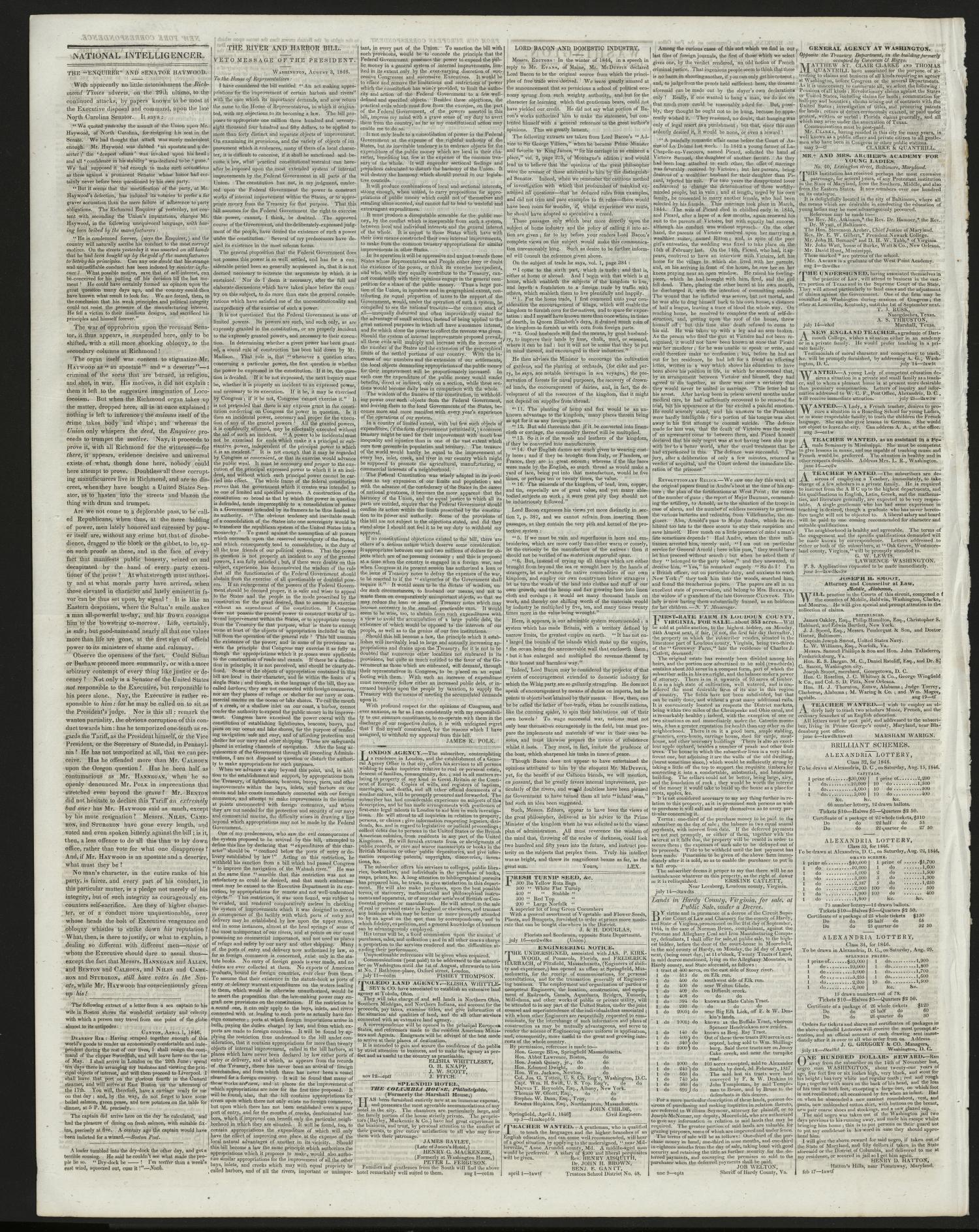 National Intelligencer. (Washington [D.C.]), Vol. 47, No. 6806, Ed. 1 Thursday, August 6, 1846
                                                
                                                    [Sequence #]: 4 of 4
                                                