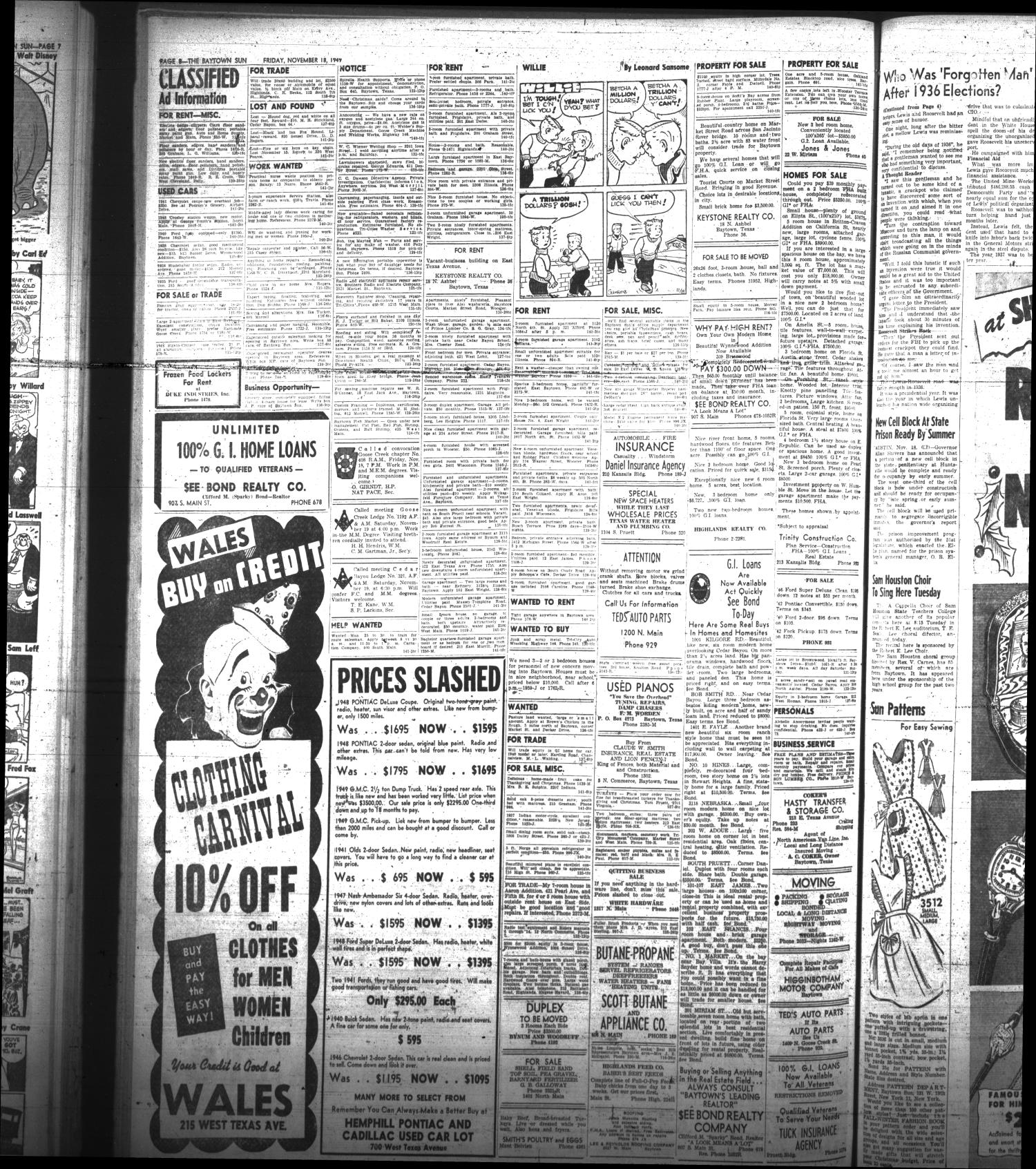The Baytown Sun (Baytown, Tex.), Vol. 31, No. 141, Ed. 1 Friday, November 18, 1949
                                                
                                                    [Sequence #]: 8 of 10
                                                