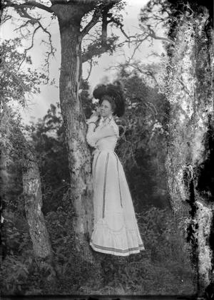 Primary view of object titled '[Outdoor Portrait of Woman Against Tree]'.