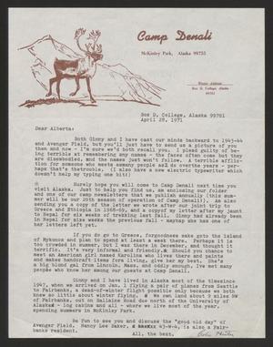 Primary view of object titled '[Letter from Celia Hunter to Alberta Head, April 28, 1971]'.