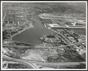 Primary view of object titled '[Aerial View of Bachman Lake Park and Surrounding Area]'.