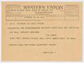 Letter: [Telegram from Mary Jean to Frederich Van Vechten, October 31, 1956]