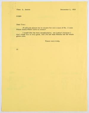 Primary view of object titled '[Letter from D. W. Kempner to Thos. L. James, December 2, 1953]'.