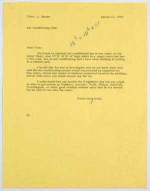 Primary view of object titled '[Letter from D. W. Kempner to Thos. L. James, March 21, 1955]'.