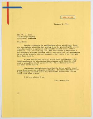 Primary view of object titled '[Letter from D. W. Kempner to W. L. Gatz, January 8, 1954]'.