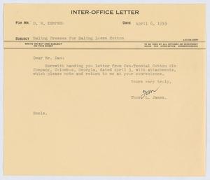 Primary view of object titled '[Letter from Thos. L. James to D. W. Kempner, April 6, 1953]'.