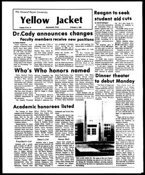 Primary view of The Howard Payne University Yellow Jacket (Brownwood, Tex.), Vol. 72, No. 12, Ed. 1, Friday, February 1, 1985
