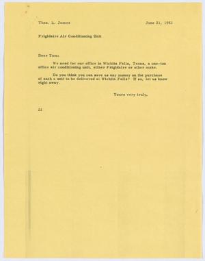 Primary view of object titled '[Letter from D. W. Kempner to T. L. James, June 21, 1952]'.