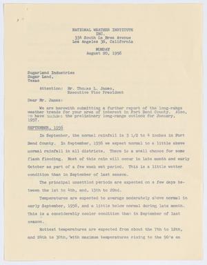 Primary view of object titled '[Letter from William H. Rempel to Thomas L. James, August 20, 1956]'.