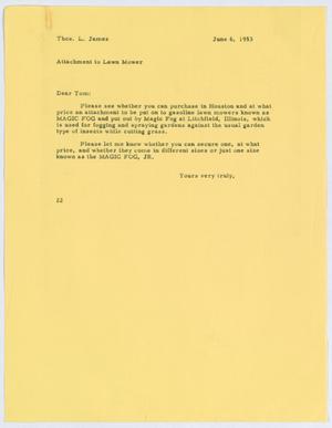 Primary view of object titled '[Letter from D. W. Kempner to T. L. James, June 6, 1953]'.