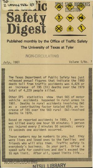 Primary view of object titled 'Public Safety Digest, Volume 5, Number 7, July 1981'.