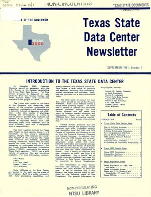 Primary view of object titled 'Texas State Data Center Newsletter, Number 1, September 1981'.