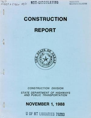 Primary view of object titled 'Texas Construction Report: November 1988'.
