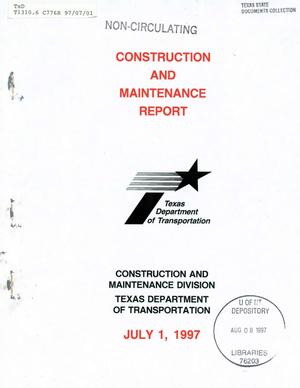 Primary view of object titled 'Texas Construction and Maintenance Report: July 1997'.