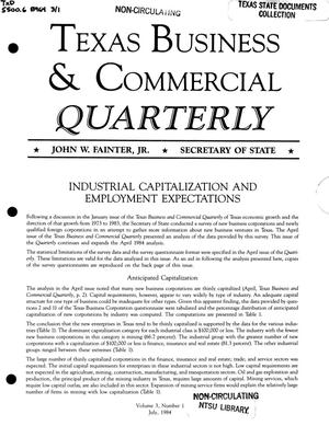 Texas Business & Commercial Quarterly, Volume 3, Number 1, July 1984