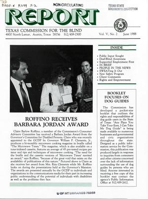 Primary view of object titled 'Texas Commission for the Blind Report, Volume 5, Number 2, June 1988'.