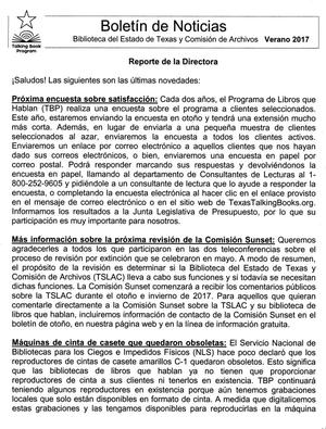 Primary view of object titled 'Boletín de Noticias, Verano 2017'.