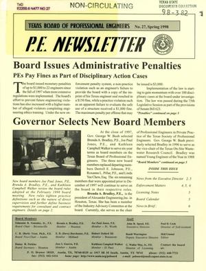 Primary view of object titled 'P.E. Newsletter, Number 27, Spring 1998'.