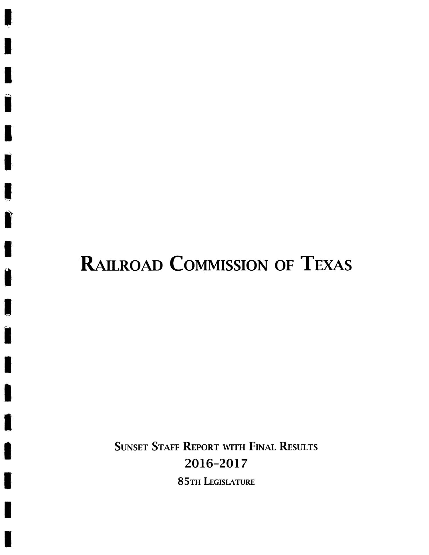 Staff Report with Final Results: Railroad Commission of Texas
                                                
                                                    Title Page
                                                