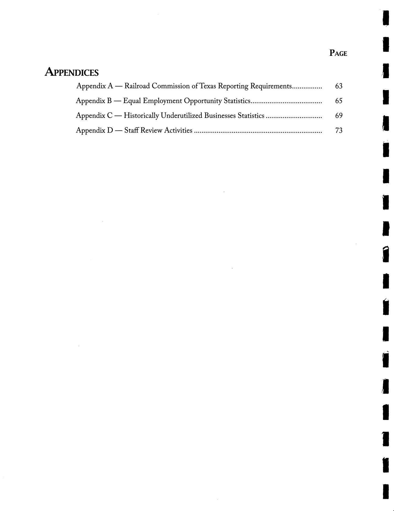 Staff Report with Final Results: Railroad Commission of Texas
                                                
                                                    Table Of Contents
                                                