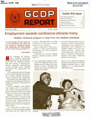 Primary view of object titled 'GCDP Report, Volume 84, Number 11, November 1984'.