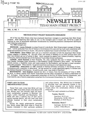 Primary view of Texas Main Street Project Newsletter, Volume 3, Number 1, February 1983