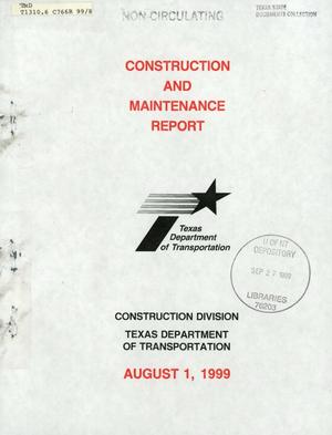 Primary view of object titled 'Texas Construction and Maintenance Report: August 1999'.