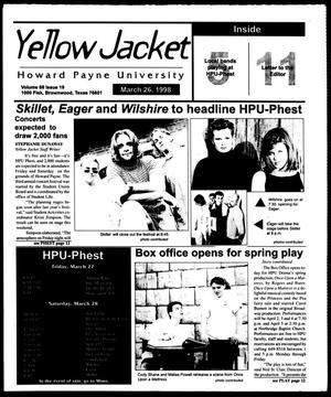 Primary view of object titled 'Howard Payne University Yellow Jacket (Brownwood, Tex.), Vol. 88, No. 19, Ed. 1, Thursday, March 26, 1998'.