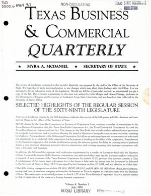 Primary view of object titled 'Texas Business & Commercial Quarterly, Volume 4, Number 1, July 1985'.
