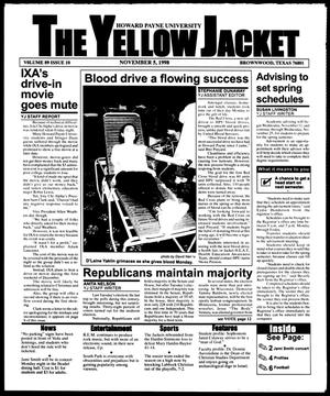 Primary view of object titled 'The Yellow Jacket (Brownwood, Tex.), Vol. 89, No. 10, Ed. 1, Thursday, November 5, 1998'.
