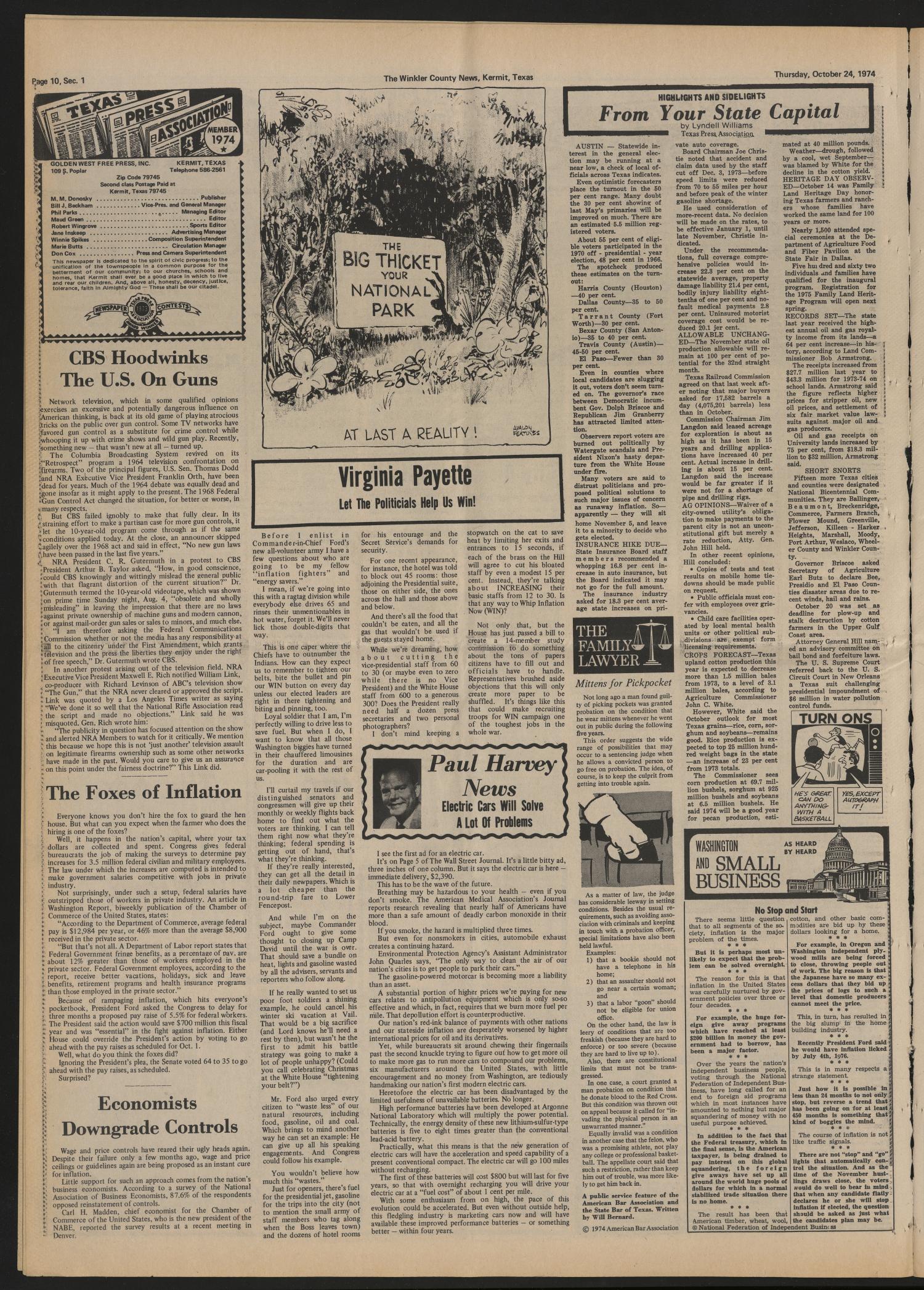 The Winkler County News (Kermit, Tex.), Vol. 38, No. 63, Ed. 1 Thursday, October 24, 1974
                                                
                                                    [Sequence #]: 9 of 23
                                                
