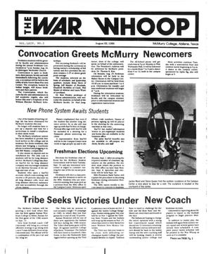 Primary view of object titled 'The War Whoop (Abilene, Tex.), Vol. 64, No. 1, Ed. 1, Friday, August 22, 1986'.