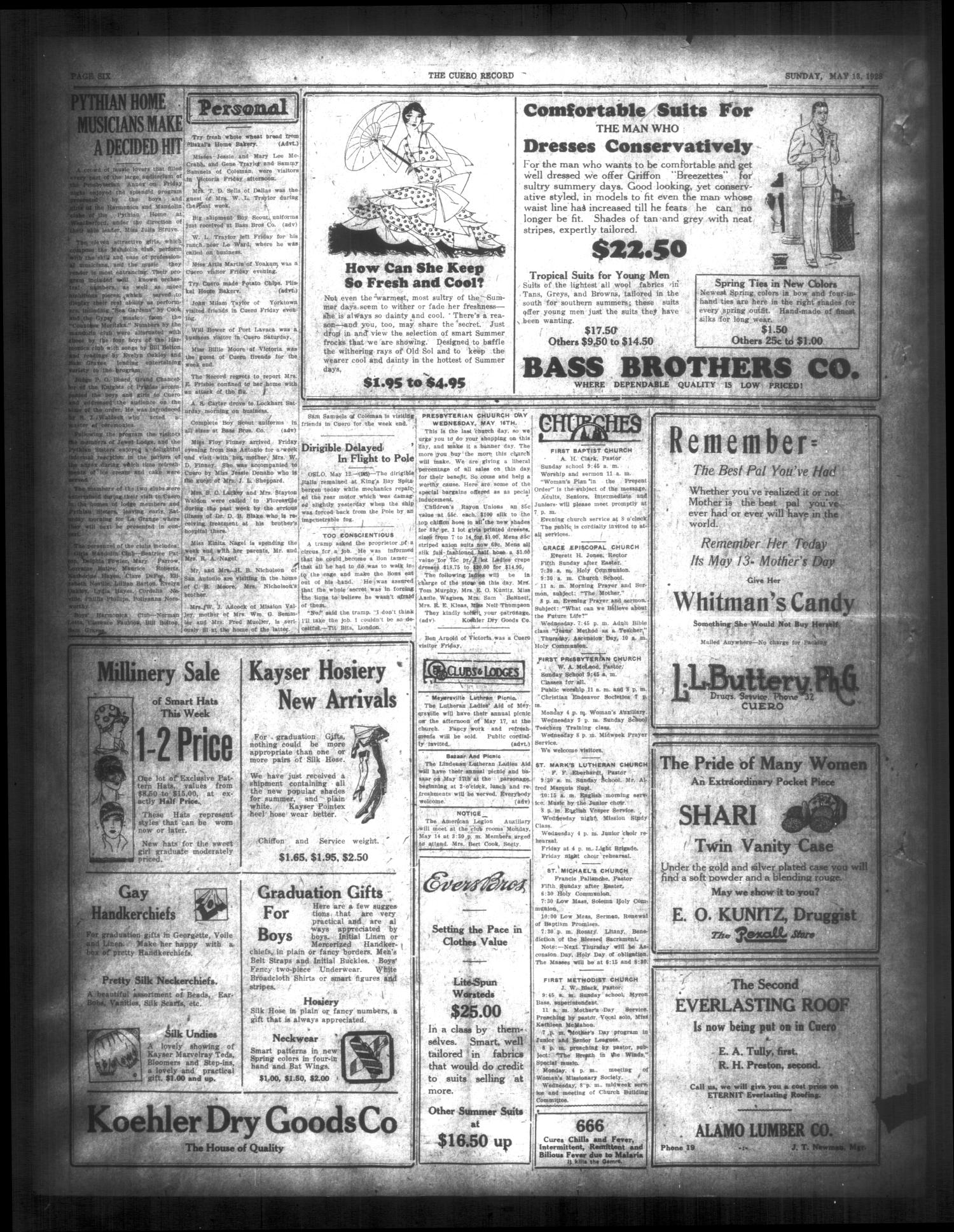 The Cuero Daily Record (Cuero, Tex.), Vol. 68, No. 114, Ed. 1 Sunday, May 13, 1928
                                                
                                                    [Sequence #]: 6 of 6
                                                