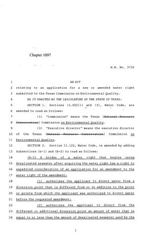 Primary view of object titled '85th Texas Legislature, Regular Session, House Bill 3735, Chapter 1097'.