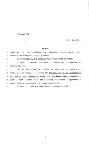 Primary view of 85th Texas Legislature, Regular Session, House Bill 3342, Chapter 704