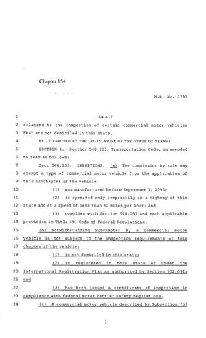 Primary view of 85th Texas Legislature, Regular Session, House Bill 1793, Chapter 154