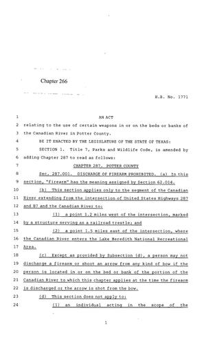 Primary view of object titled '85th Texas Legislature, Regular Session, House Bill 1771, Chapter 266'.