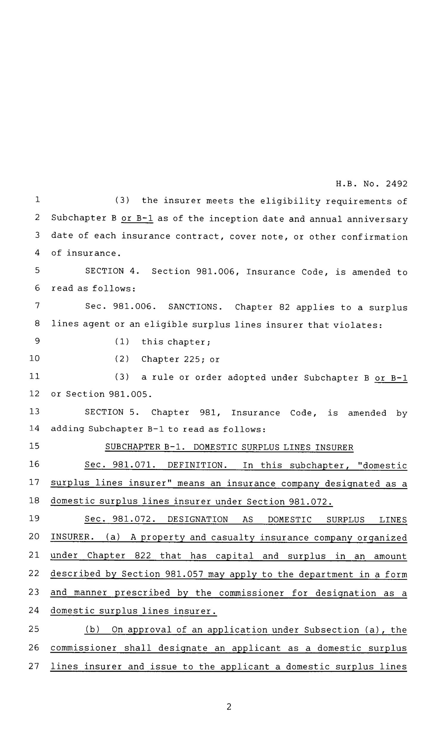 85th Texas Legislature, Regular Session, House Bill 2492, Chapter 854
                                                
                                                    [Sequence #]: 2 of 12
                                                