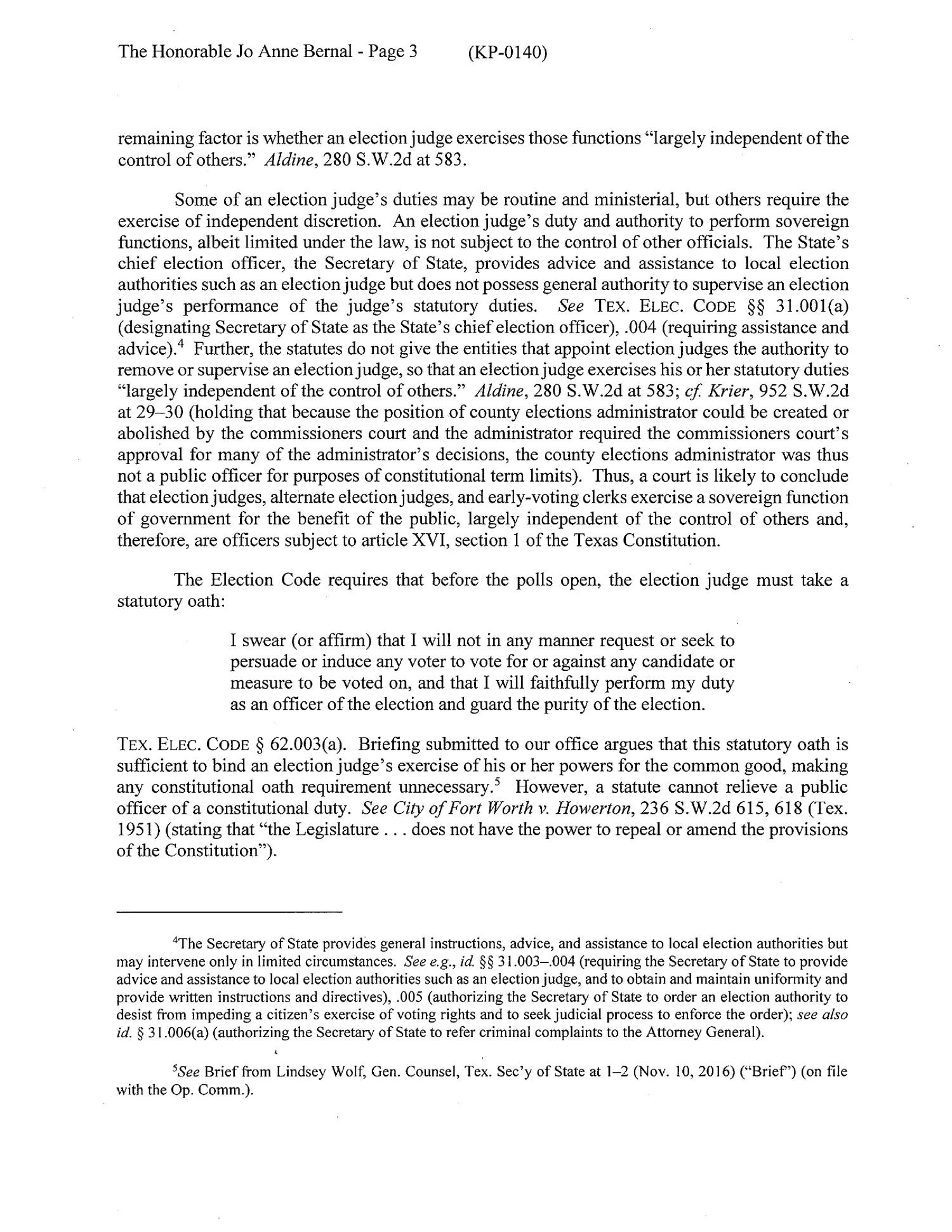 Texas Attorney General Opinion: KP-0140
                                                
                                                    [Sequence #]: 3 of 6
                                                