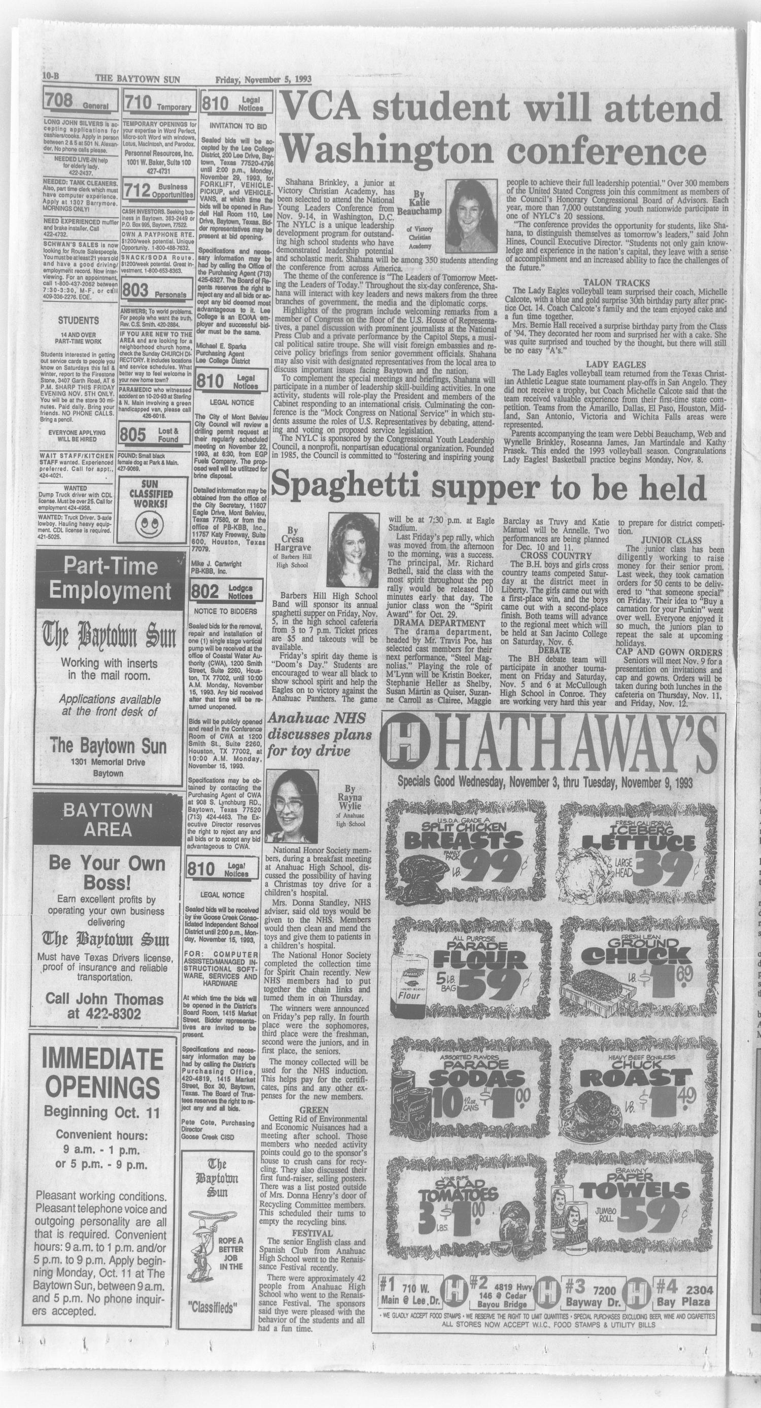 The Baytown Sun (Baytown, Tex.), Vol. 72, No. 5, Ed. 1 Friday, November 5, 1993
                                                
                                                    [Sequence #]: 20 of 20
                                                